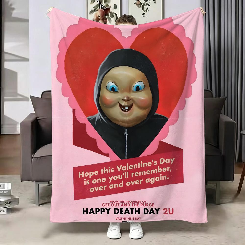 Movie Happy Death Day Throw Soft Warm Flannel Blanket, Multi-use Throw for Bed Sofa Office, Air Conditioning Nap Blanket 75X95CM