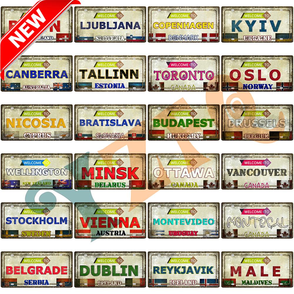 YZFQ Mexico Spain Metal Tin Sign Colombia USA Poster For Wall Restaurant Bar Home Decor 30X15CM Customizable DC-1512A