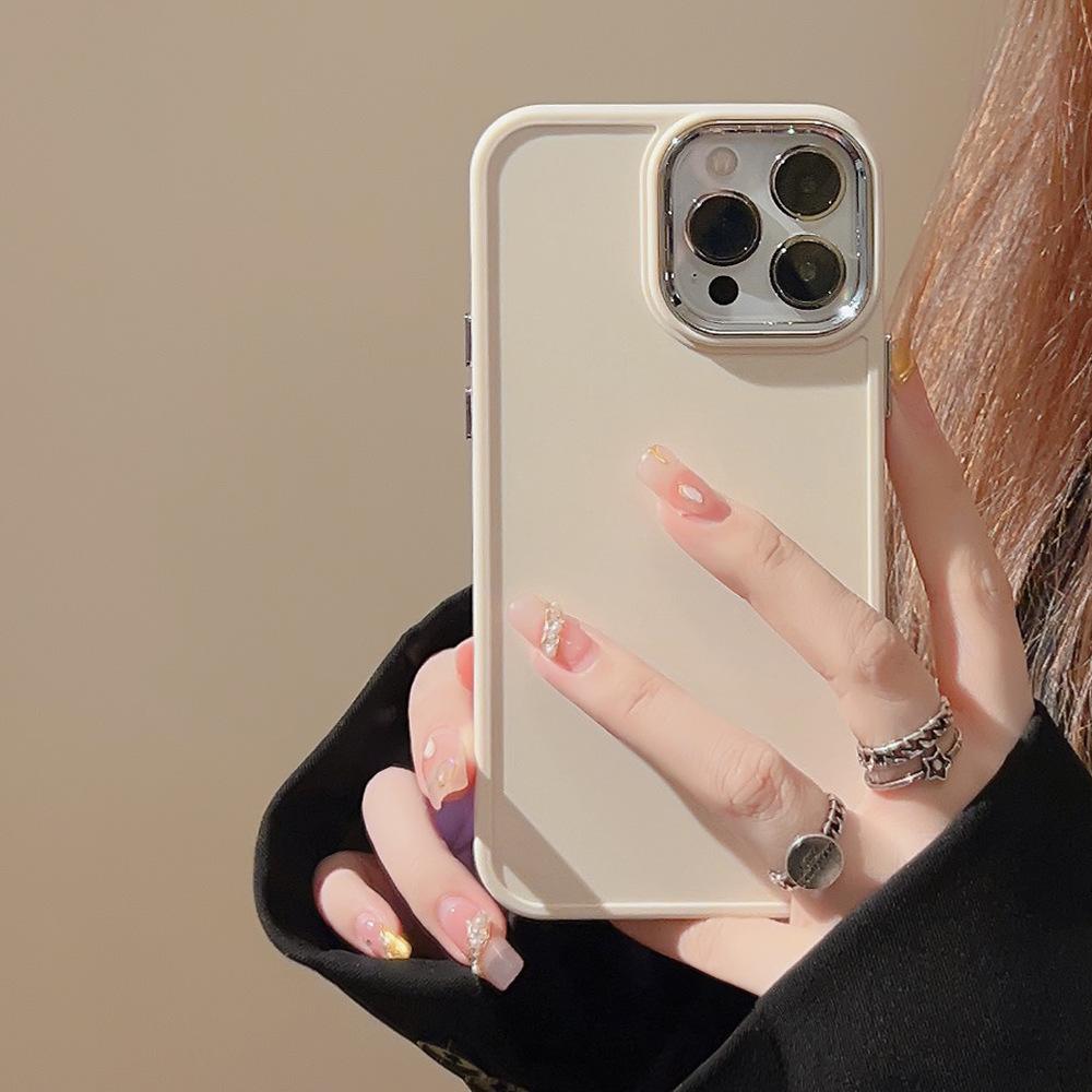 Electroplated Lens Iphone16 Compatible with Apple 17 Phone Case Soft 14 Silicone 13 Simple Solid Color 15pro Max