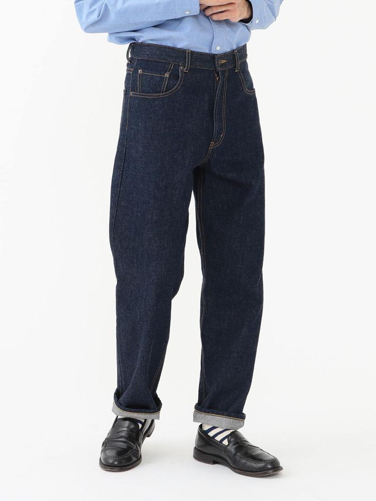 Beams Plus Denim Size 38210040791 Men's Wide-Leg 5-Pocket Pants, Indigo, L,