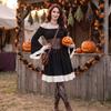 Womens Medieval Renaissance Dress Off Shoulder Gothic Style Corset Waist Vintage Long Sleeve Flared Skirt Costume for Halloween or Themed Events