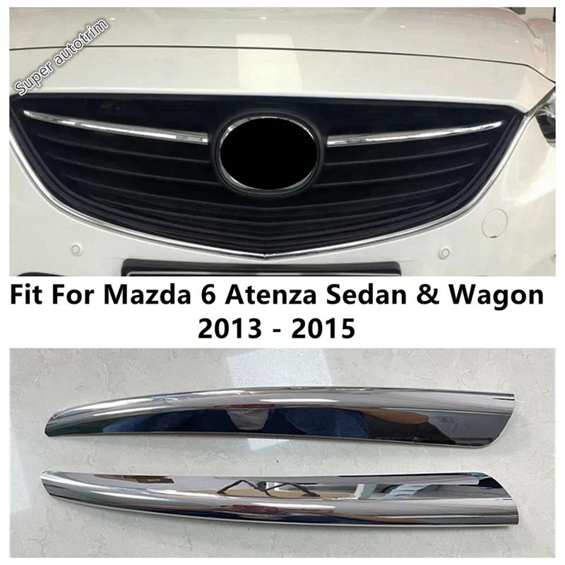 ABS Chrome Front Center Mesh Grille Grill Radiator Strips Decor Cover Trim Accessories For Mazda 6 Sedan / Wagon 2013 2014 2015
