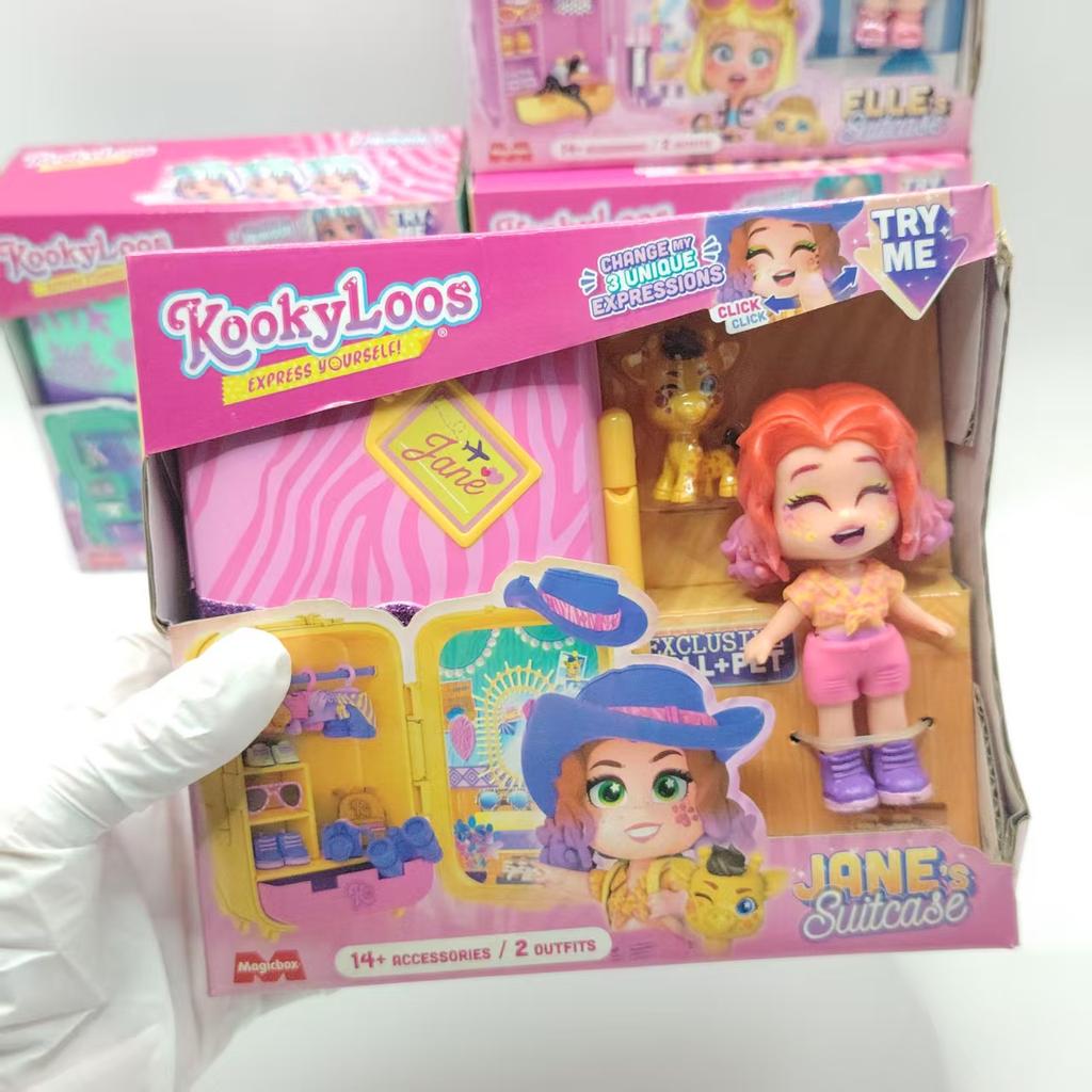 Kookyloos Suitcase Dolls Express Yourself Doll Collection Change Expressions Outfits Headband Plus Dog Pet Girls Surprise Birth Date Present