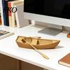 Minimalist Ornament 3D Printed Boat Figurine, Stable Ornaments with Paddle, Desktop Decoration Base Miniature for Home Office Display Creative