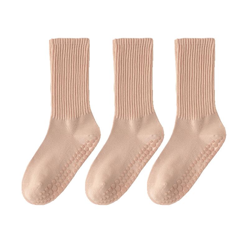3 Pairs Women's Yoga Socks Mid Calf Non-slip Pilates Socks For Women Solid Color Breathable Fitness Dance Gym Training Socks