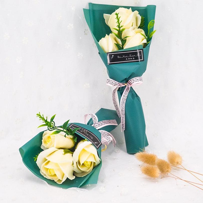 Soap Roses Flower Wedding Wall Home Garden Wreath Decor Festival Party Diy Gift Box Bride Bouquet Wrist Flower Accessories Cheap