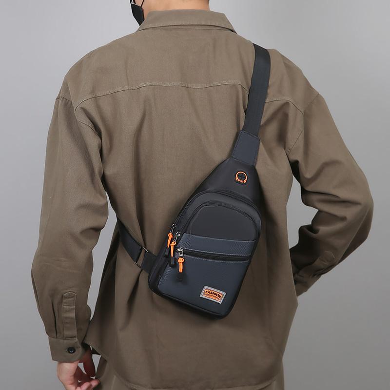 Bolsa Tiracolo de Nylon Estilosa para Homens – Peitoral Cruzada Multifuncional com Múltiplos Bolsos para Atividades ao Ar Livre