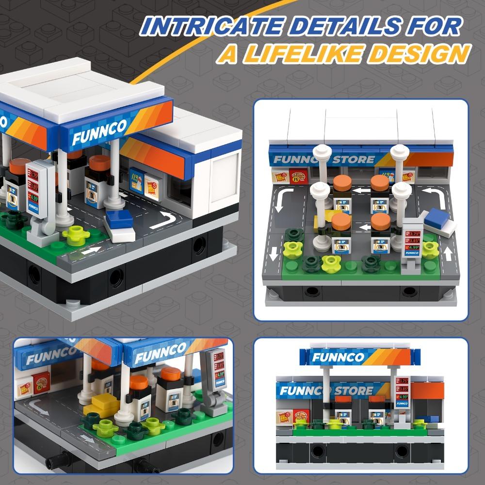 Mini Miasto Sklep Ulica Widok Budowle Model Symulacja Architektura Kolekcja Cząstki Budowlane Klocki Zabawka