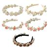 Stylish Plastic Hair Accessory Pearls Floral Accent Hairband Formal Casual Outfits Women Girls Long Wear Headwear