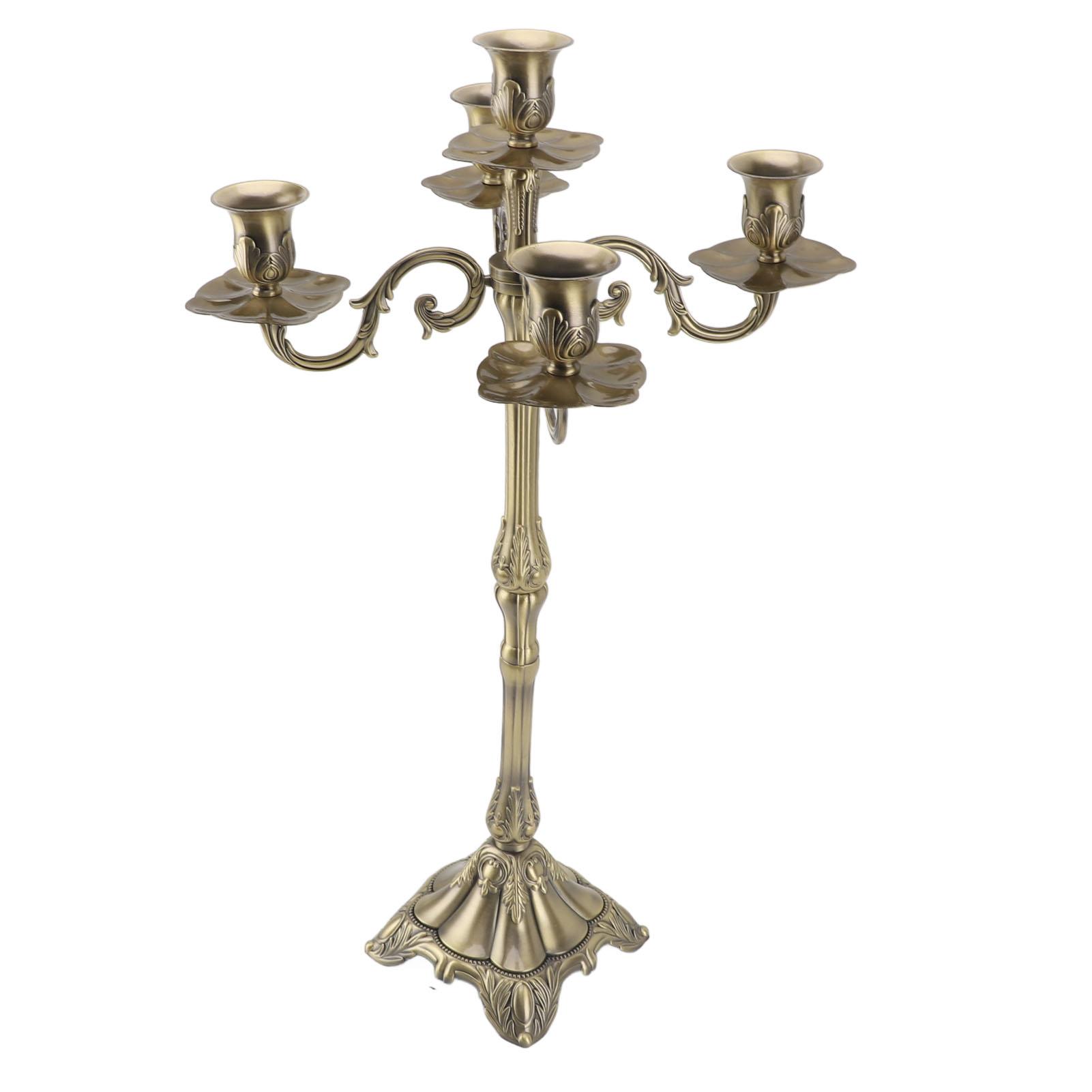 Vintage Kandelaarhouder Exquise Licht Luxe Glanzend 5 Hd Brons Kandelaarhouder voor Smalle Kaarsen voor Bruiloft Kerstmis Halloween