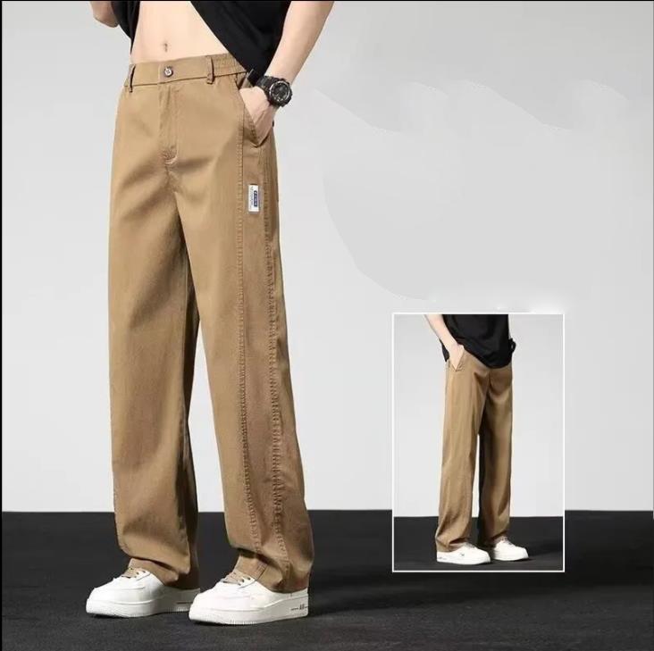 

Летние мужские тонкие повседневные брюки Мужские прямые широкие брюки Одежда Стрейч свободные брюки Мужская одежда S кофейный
