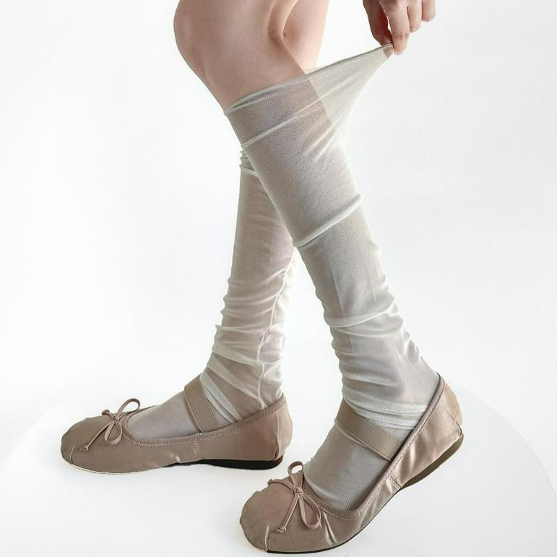 Fashion Women's Stockings Summer Thin Breathable Mesh Knee Socks JK Lolita Kawaii Girls Stockings Long Legging Socks Stockings