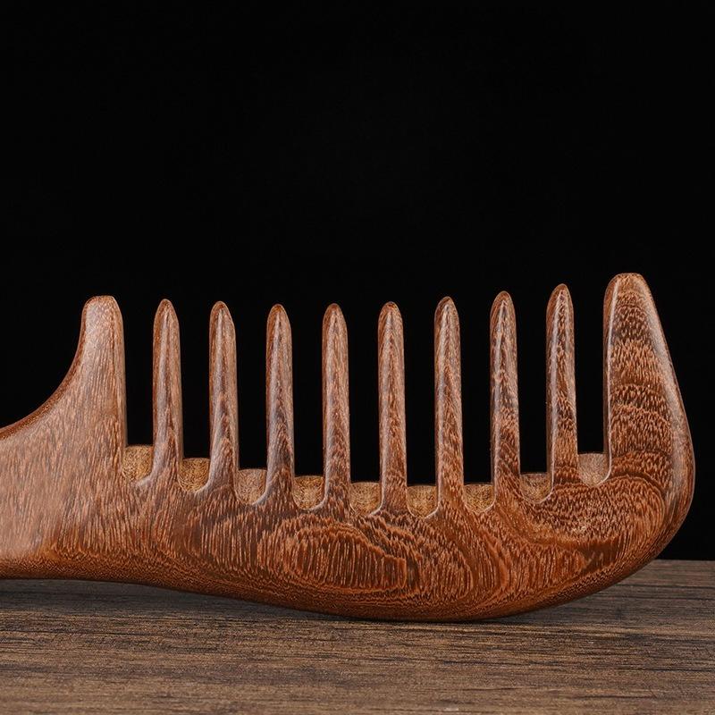 Natural Sandalwood Hair Comb Wide Tooth Wooden Anti Static Scalp Massager for Curly Straight Hair Detangling Home Travel Gift