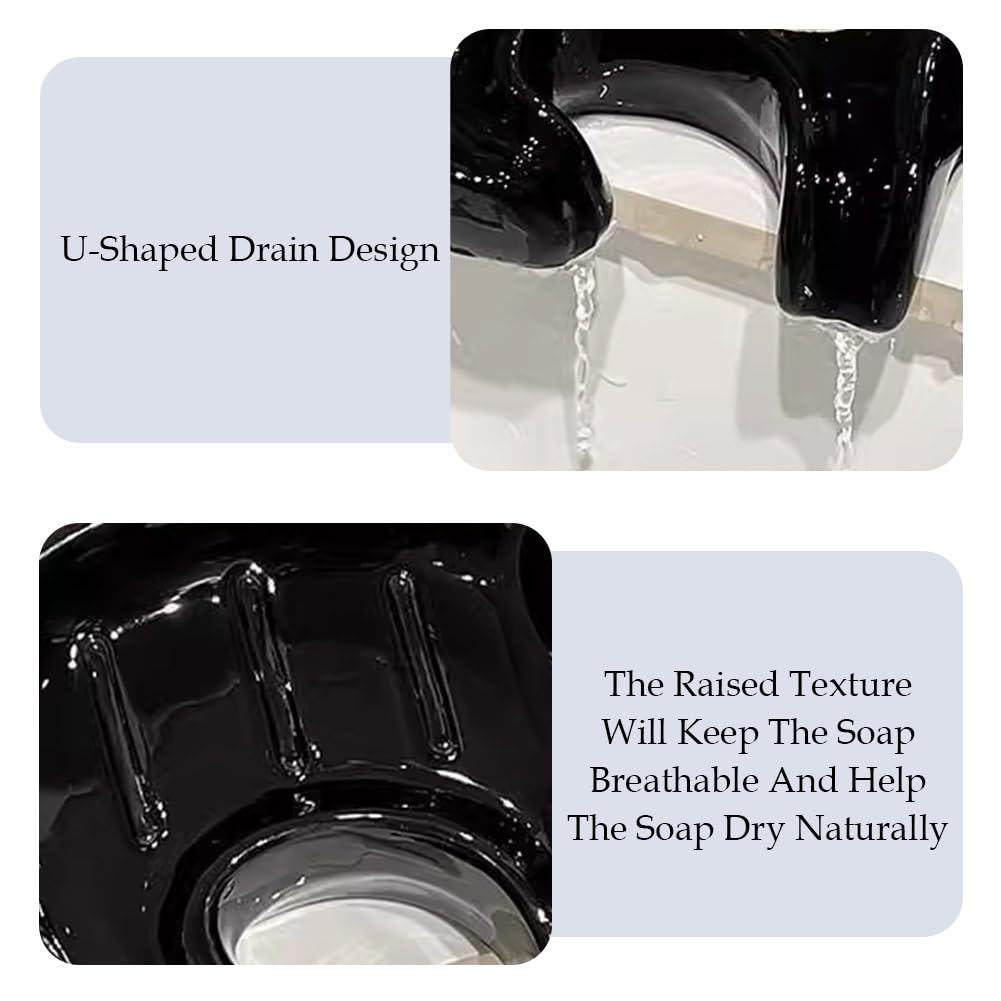 Niedliche Keramik Seifenschale Katze Seifenhalter Selbstentwässernde Seifenschwammbox Abwaschbare Seifenablage für Dusche Badezimmer Badewanne Küchenspüle