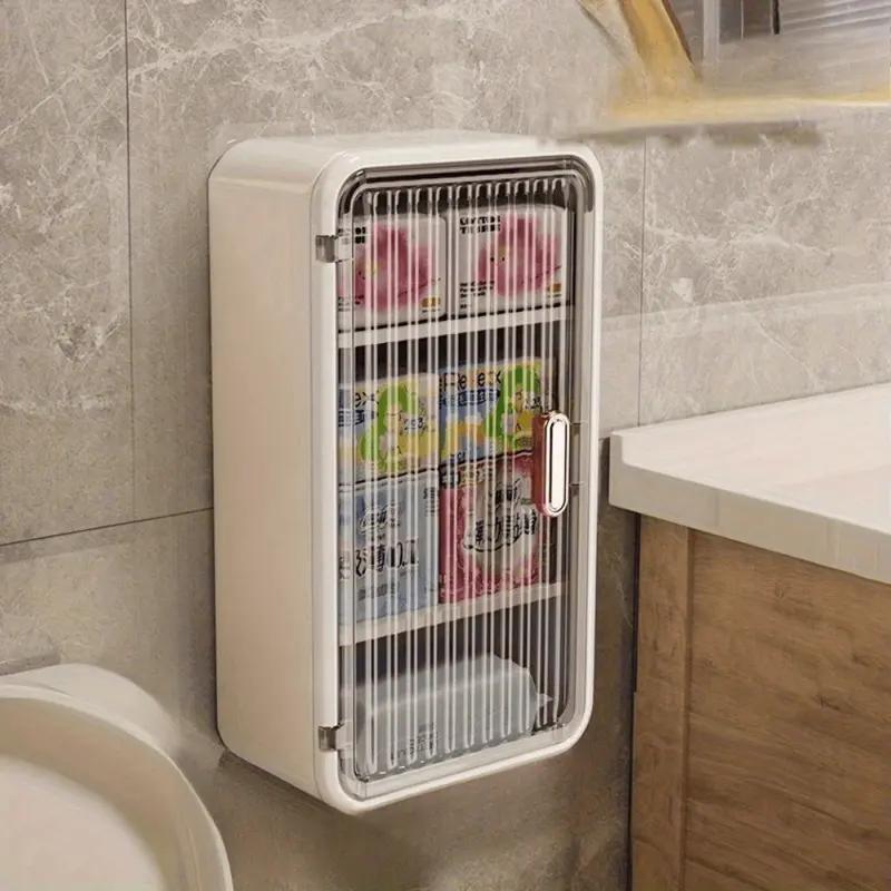 Multifunctional Household Wall-mounted Punch-free Flat Door Tissue Box Bathroom Storage Box Tissue Box Bathroom Transparent Wall-mounted Paper Box
