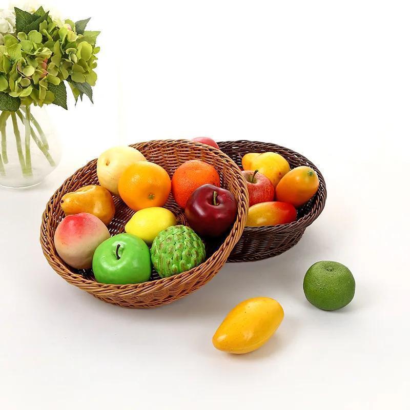 Rattan Fruit Basket Supermarket Display Basket Rattan Supermarket Fruit And Vegetable Basket Round Fruit Basket