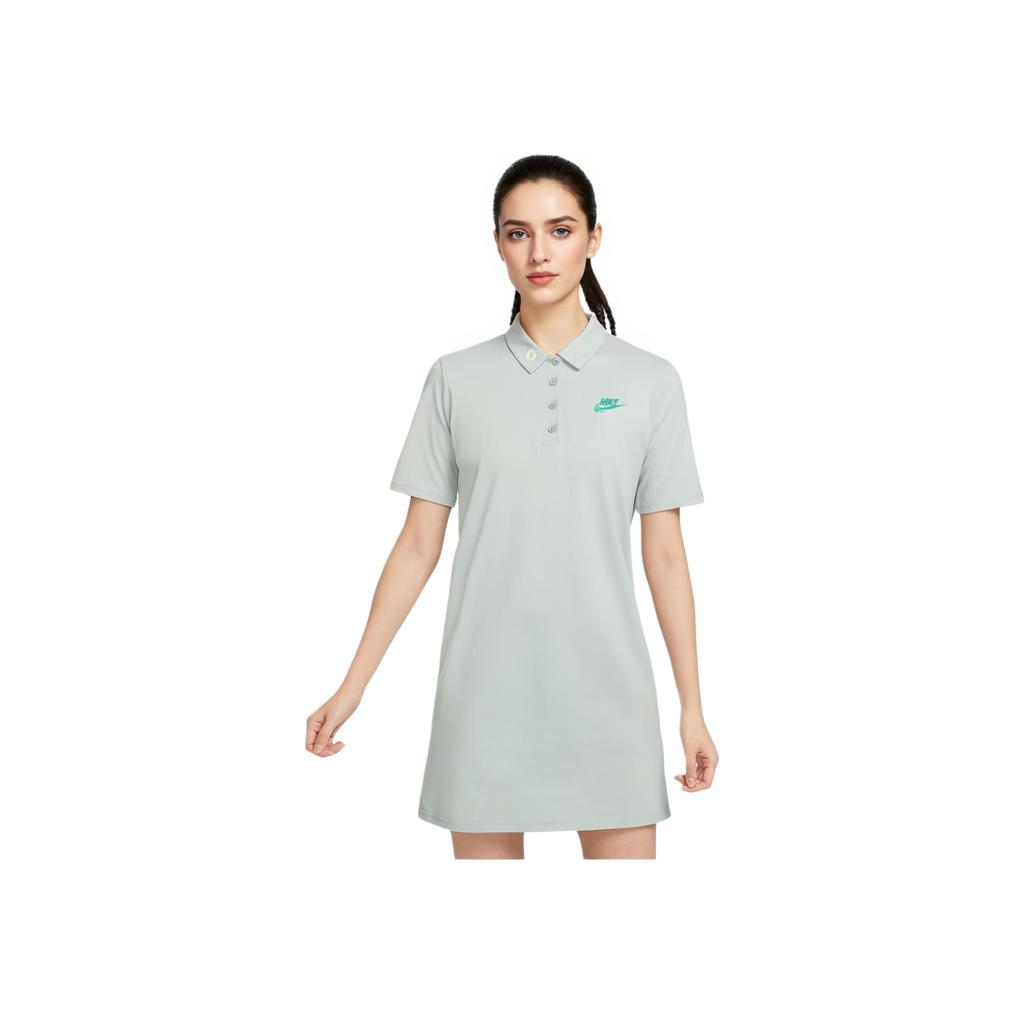 Nike Embroidered Logo Knit Polo Casual College Style Short Sleeve Dress Women Dresses Limestone HJ3949041