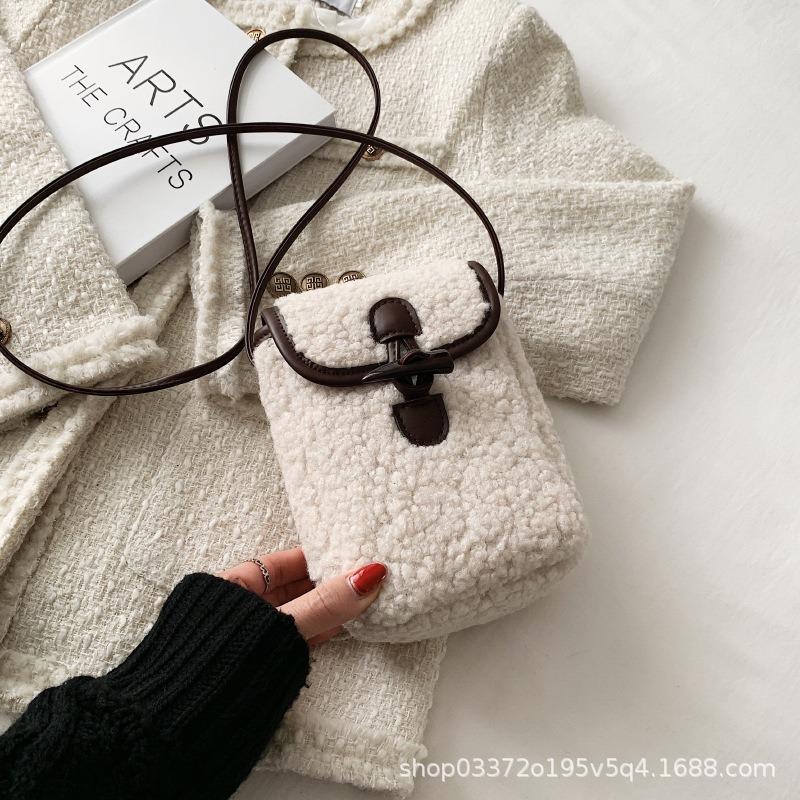 Lamm plyschväska höst och vinter ny damväska axelväska Mao Mao mobilväska