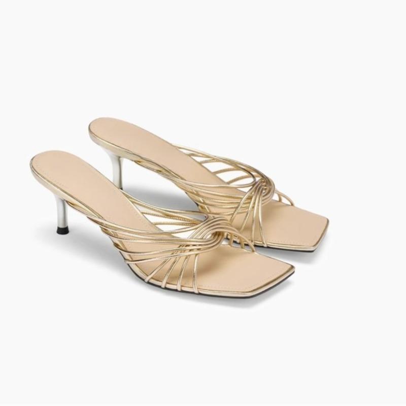 Fashion Square Head Cross Strap High Heel Sandals for Women New Style Temperament Stiletto Open Toe Roman Sandals for Outdoor Wear