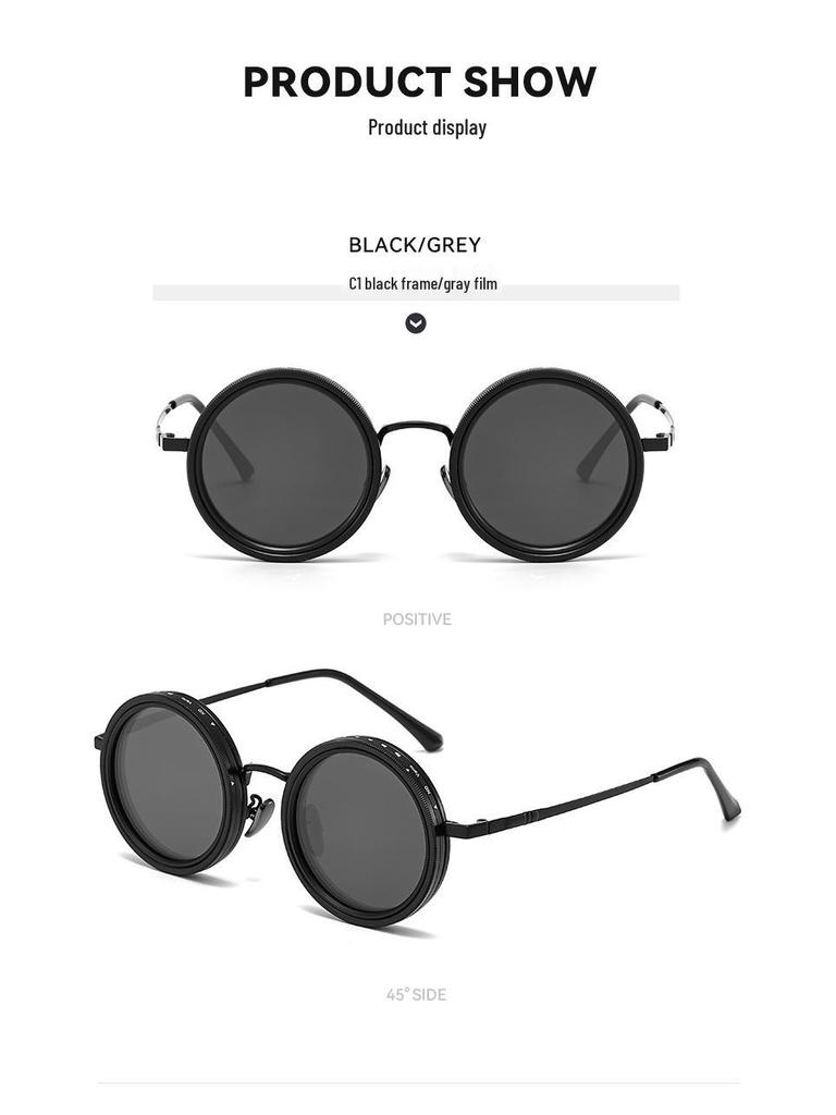Nastavitelné polarizované sluneční brýle: Unisex Punkový Styl, Lehký Kulatý Rám, Redukce Světla s Otočným Filtrem Úrovně ND9