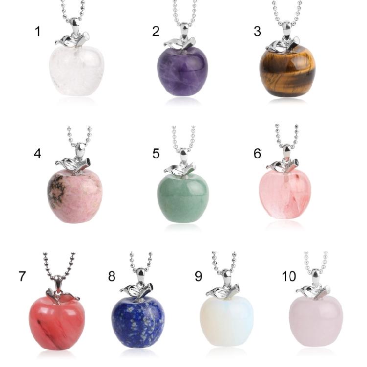 Unique Natural Stone Necklace Adjustable Chain Necklace Apples Pendant Necklace Stone Texture for Stylish Women Present