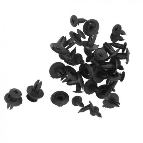 50pcs Auto Car Bumper Fender 6mm Hole Black Plastic Rivets Fasteners For Toyota