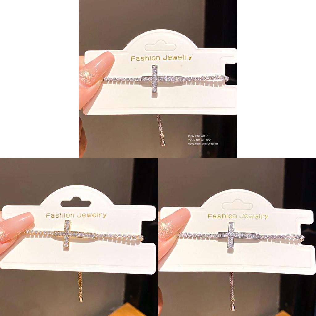 Christian Cross Zircon Pendant Bracelet With Geometric Design For Womens Fashion Accessory