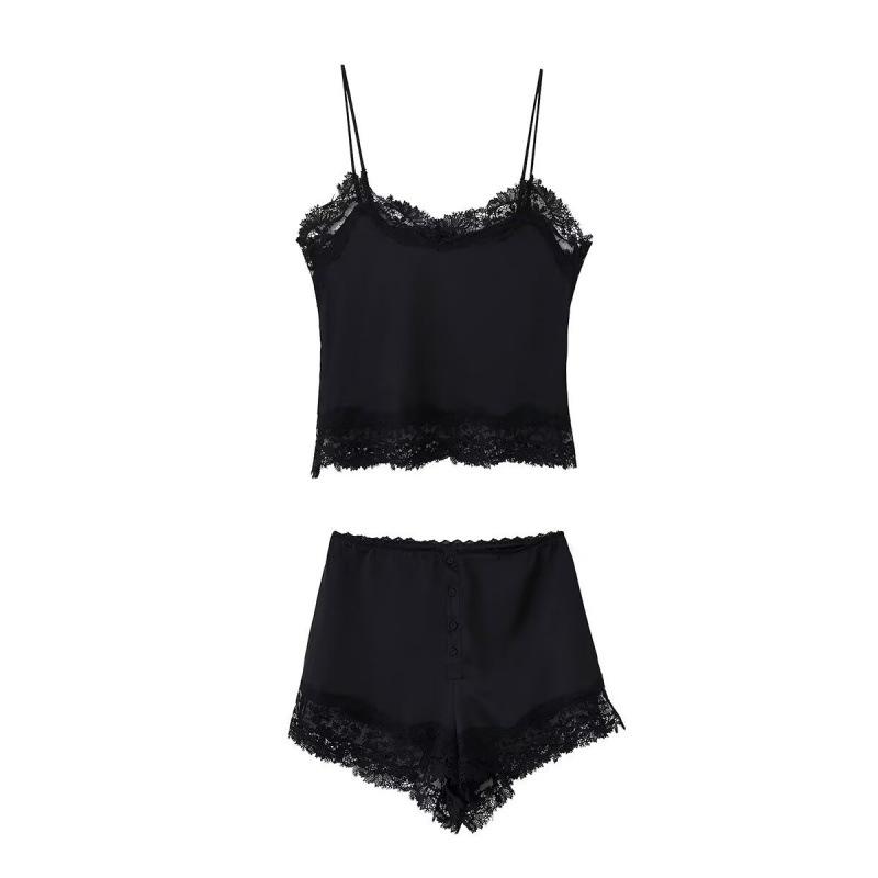 Spring 2026 Women's Silk Satin Camisole & Button Decor Shorts Set - European & American Style