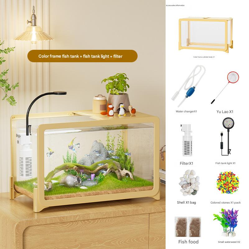 Aquarium créatif de petite taille pour poisson rouge et tortue avec paysage écologique et accessoires