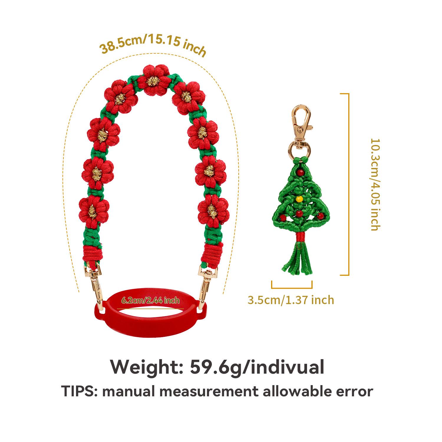 

Christmas Portable Water Bottle Strap with Hand-Woven Flower Daisy Thickened Silicone Paracord Coffee Cup Rope for Stanley