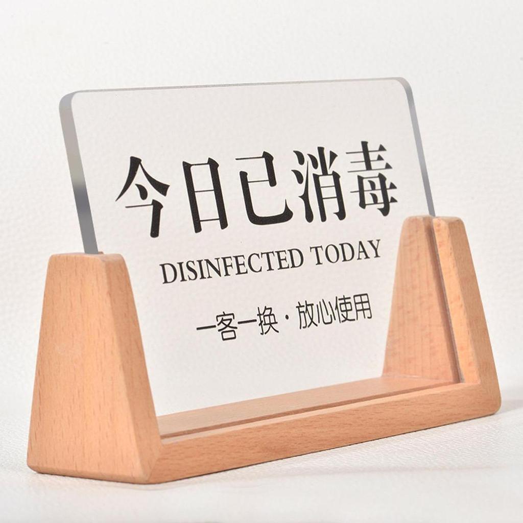Sanitized Table Sign Today Sign for Eyelash Studio Hotel Banquet Wood Base Acrylic Panel Signage Reusable Portable