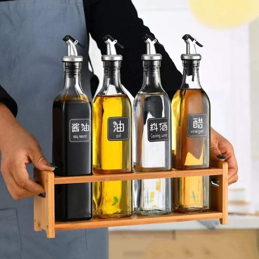 Round Square Kitchen Storage Shelf Bamboo Oil Bottle Rack Seasoning Can Storage Rack  Resturant