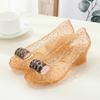 Ladies Crystal Jelly Wedges Sandals Woman Transparent Cut-outs Shoes Comfortable Mom Summer Sandalias Open Toe