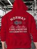 Pánská mikina Norway Fjord & Mountain Country - S potiskem norské vlajky a vikingského nápisu na zádech, Volný střih, Plus Size