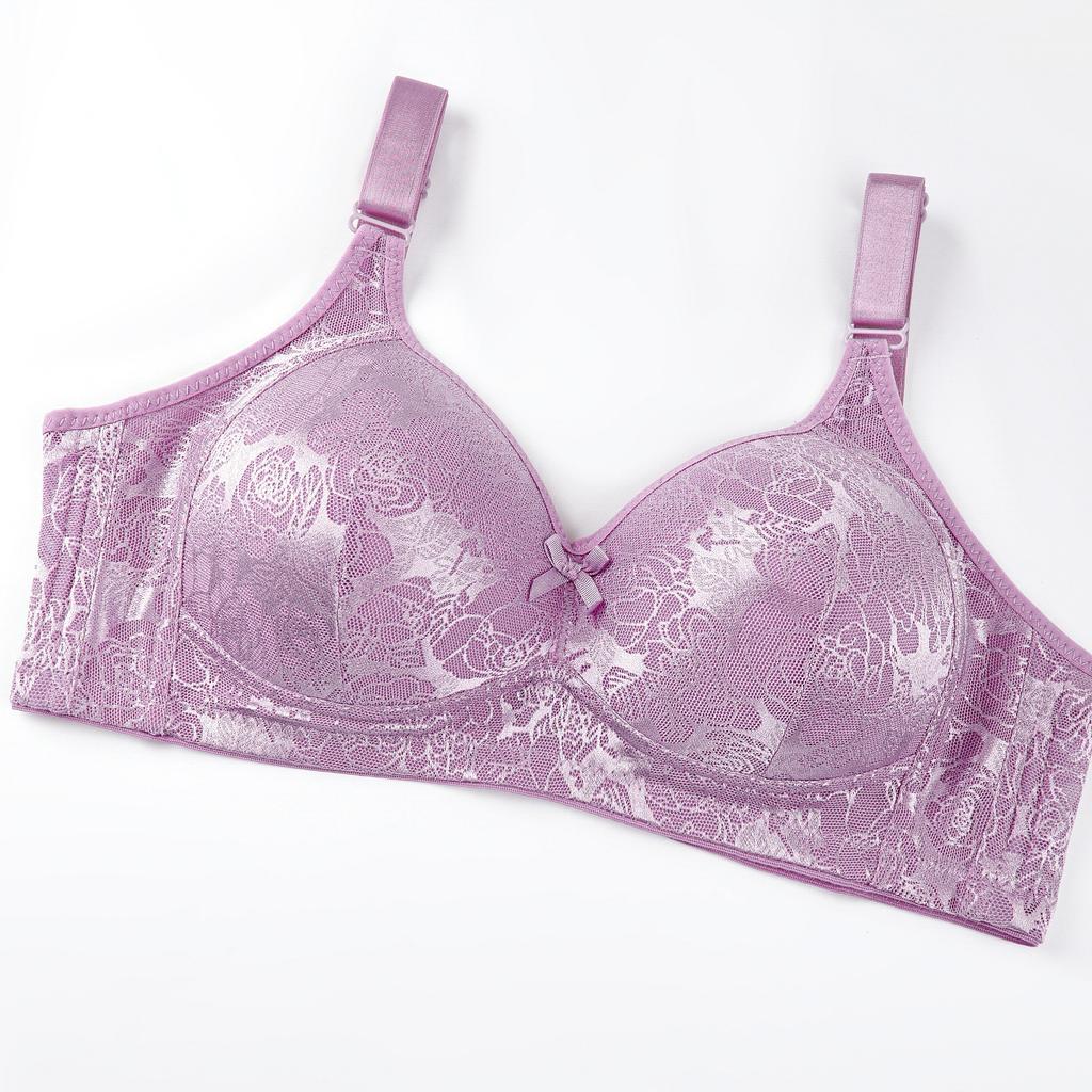 Lace Bra Without Underwire Women's Adjustable Plus-size Underwear Lace-holding Bra Middle-aged and Elderly Bra