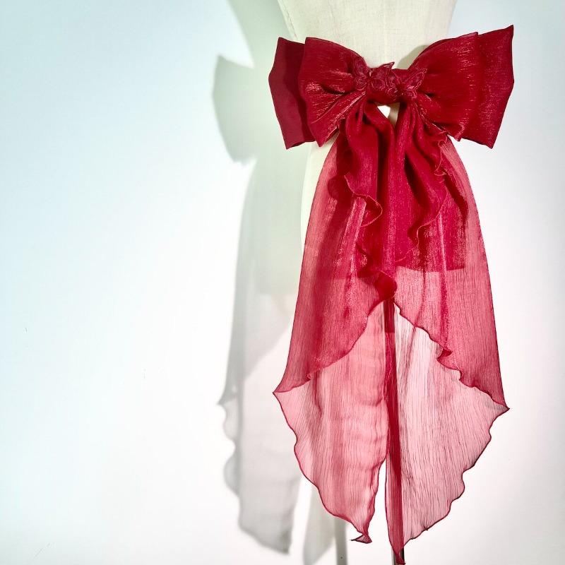 

Multi-color Shiny Silk Double Layer Bowknot Detachable Decoration Lolita Dress Wedding Dresses Large Waist Accessories with Pin
