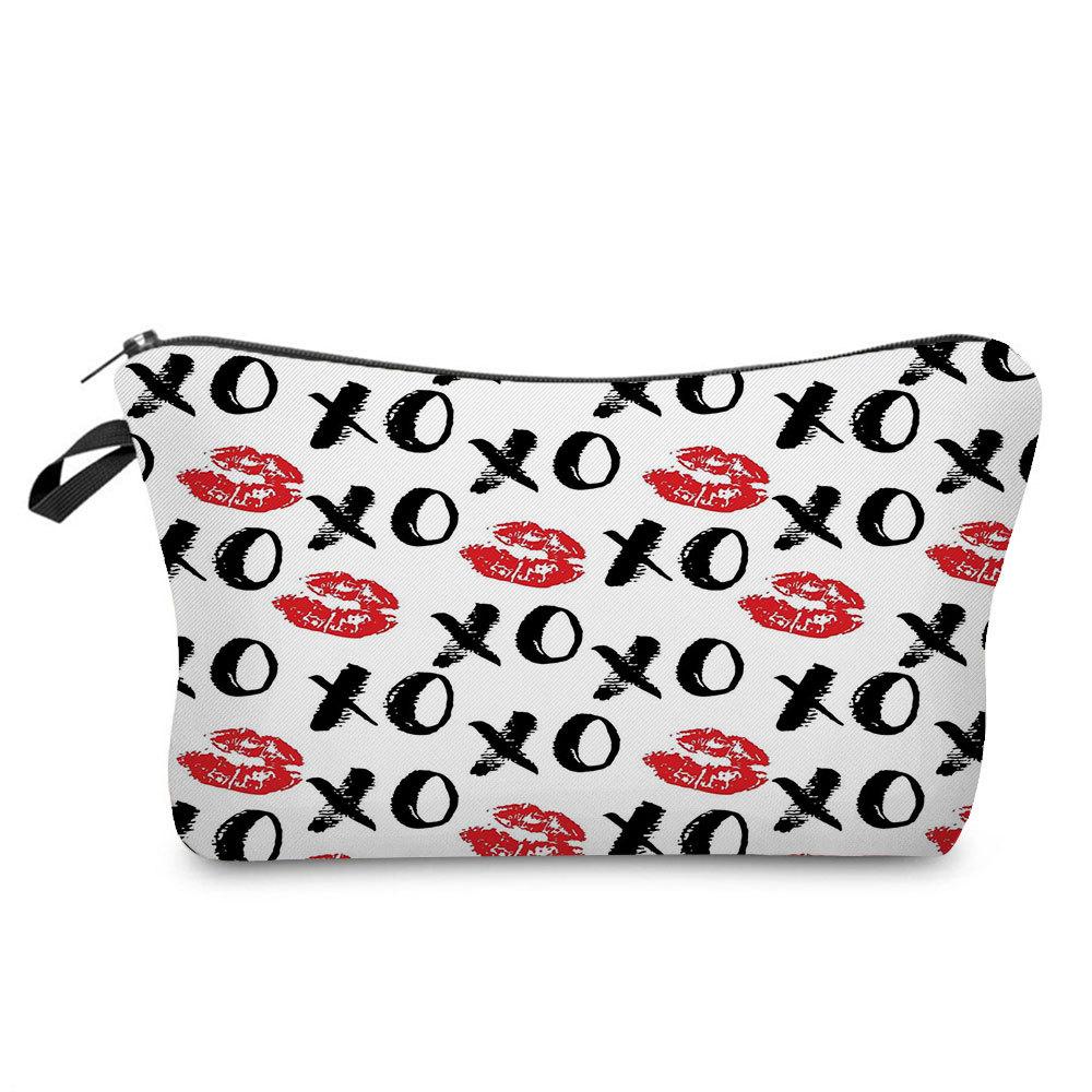 Women Hearts Print Cosmetic Bag Toiletries Organize Travel Storage Case KTB