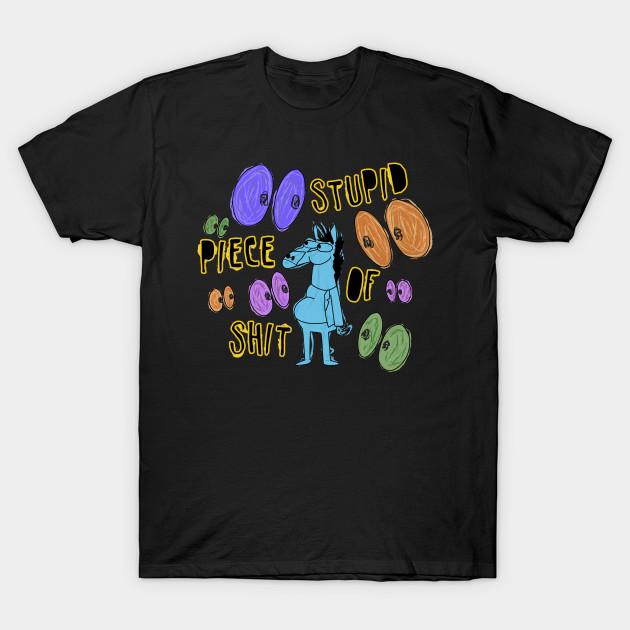 

Men Black Print T-shirt Stupid Piece Of Sh!T No-Cut Transfer Paper Print Cotton Tshirt L чорний
