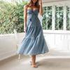 Women's Tank Dress Summer Spring Pleated  Boho Dress Cute Sleeveless Flowy Beach Straight T-Shirt Tank Dress Round Neck Dress