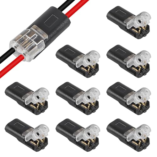 

SensaBliss Wiring Connector, 2-Needle Low Voltage General Purpose Connector, Set of 10, No Soldering, No Peeling, I-Type Design Connector, Car Wi