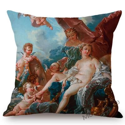 French Royal Painting Francois Boucher Ancient Greek Myth Venus Cupid Angels Floral Retro Decor Throw Pillow Case Cushion Cover