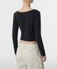 MUSINSA STANDARD WOMAN Women'S Slim Crop Reversible Neck Long Sleeve T-Shirt [Black]