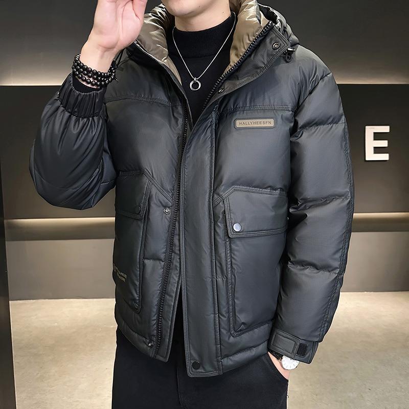 Winter new men's hooded short down jacket trendy handsome warm loose casual fashion jacket men