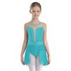 Girls Sparkly Lyrical Performance Leotard Crisscross U Back Design Skirted Leotard Rhinestone Dance Costume