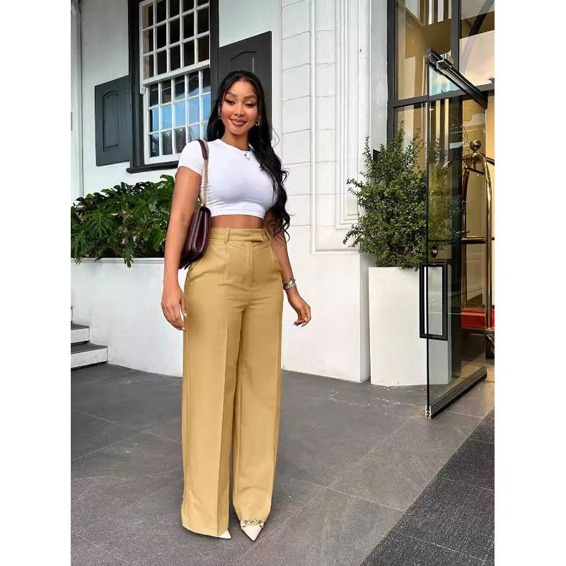 High Waist Straight Wide Leg Pants