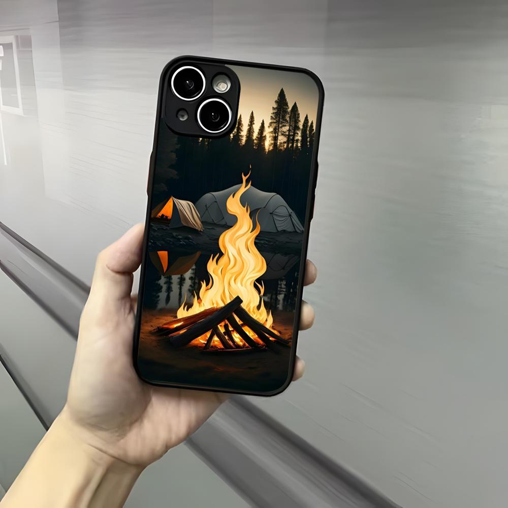 Nature Outdoor Camping Phone Case For Iphone 17 16 15 14 13 12 Pro Max Xr Air Plus Skin Feel Black Hard Shell Cover