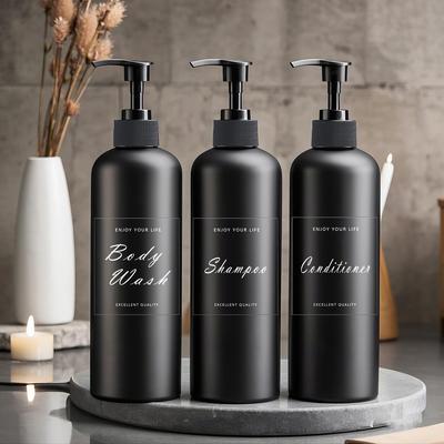 500ML Empty Bottle Hand Soap Liquid Lotion Shampoo Conditioner Container Wall Mounted Hanger Rack Label Kitchen