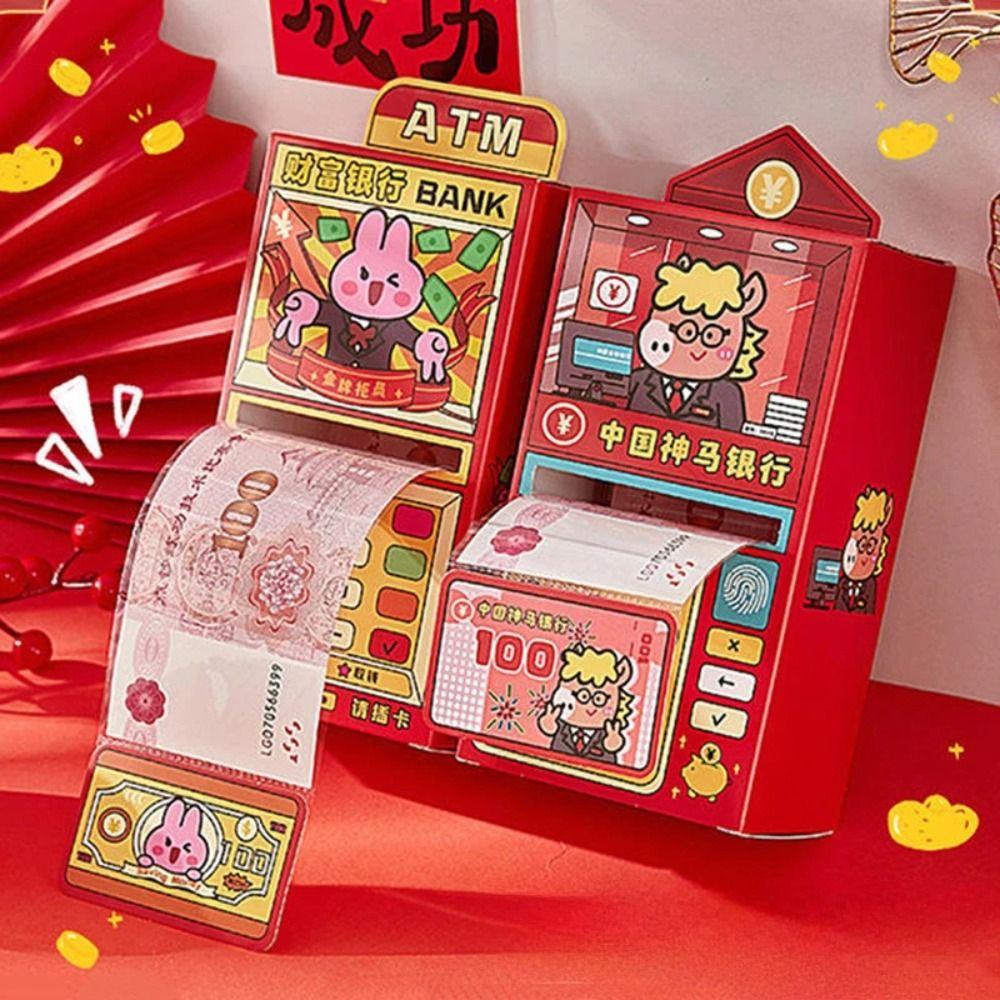 HongBao Cartoon Money Envelope Fun Creative ATM Money Pocket Pull Best Wishes Blessing Bag Spring Festival