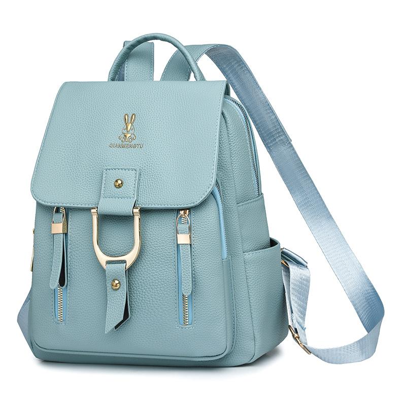 Women's Soft Leather Backpack Solid Color Travel Backpack