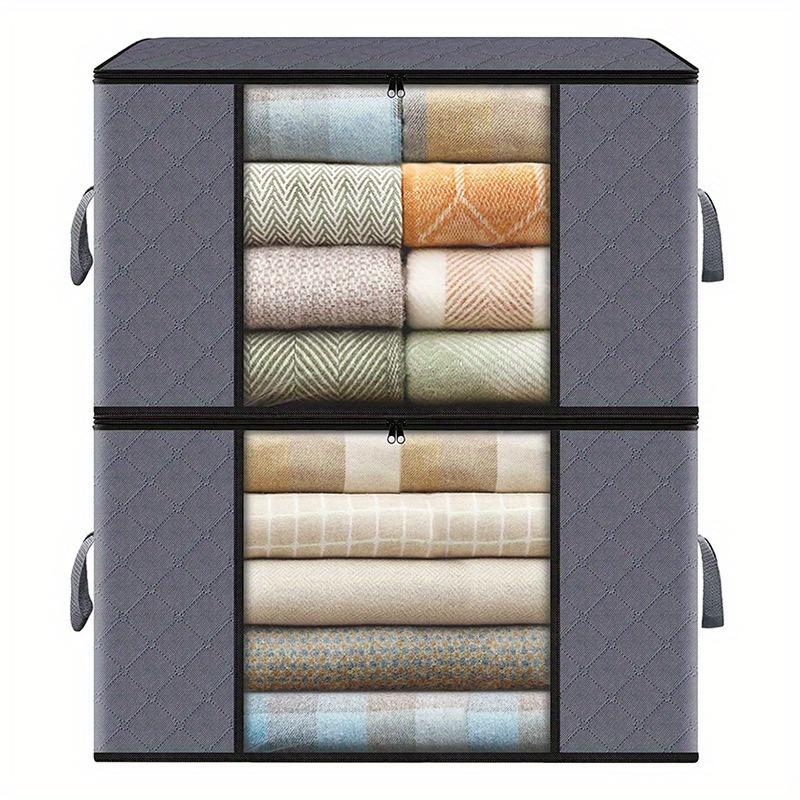 1Pc Portable Large Capacity Quilt Storage Bags Quilted Clothes Organizer with Visual Window, Perfect Home Finishing Storage Bag